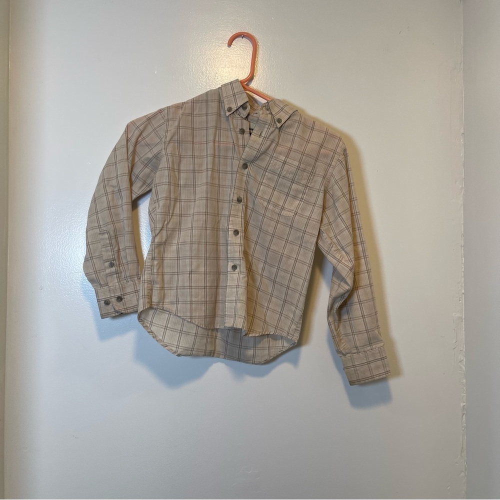 Wrangler Riata boys plaid button long sleeve shirt size medium